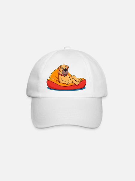 Entspannte Dogge auf Kissenkunst - Baseballkappe - Weiß/Weiß