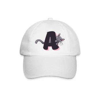 Katze Buchstabe A - Baseballkappe - Weiß/Weiß - Vorne