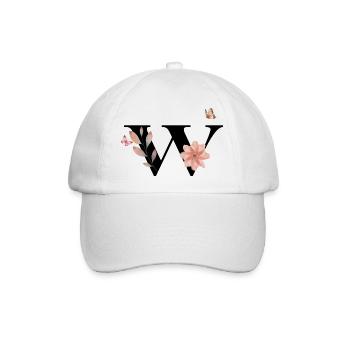 Buchstabe w Wildblumen Aquarelle - Baseballkappe - Weiß/Weiß - Vorne