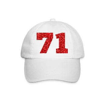 71 Roter Glitzer - 71 Geburtstag - Baseballkappe - Weiß/Weiß - Vorne