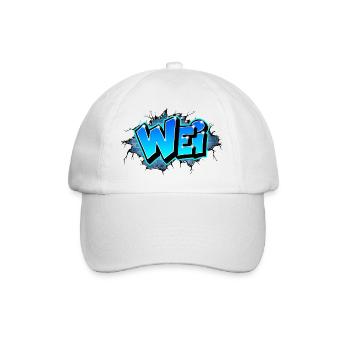 Graffiti WEI Wall Crack Ziegel BLeu - Baseballkappe - Weiß/Weiß - Vorne