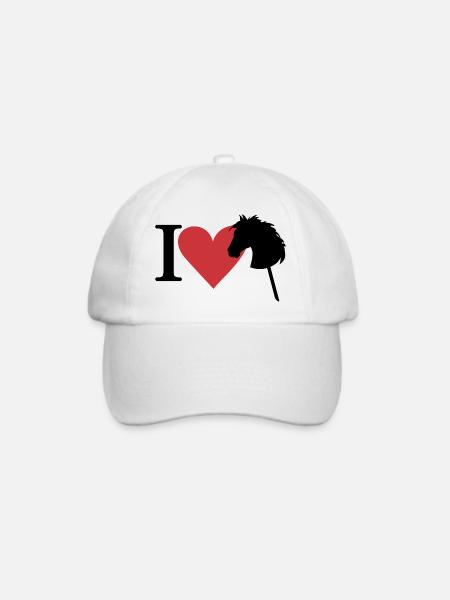 ICH LIEBE STECKENPFERD - HOBBY HORSING - PFERD AM STIEL - Baseballkappe - Weiß/Weiß