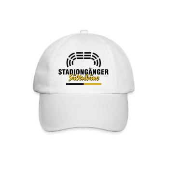Südtribüne Dortmund Stadiongänger – Fußall Fan - Baseballkappe - Weiß/Weiß - Vorne