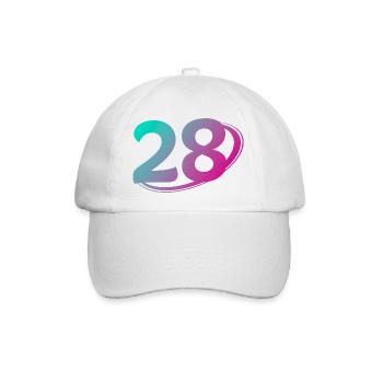 Nummer 28 mehrfarbig - Baseballkappe - Weiß/Weiß - Vorne
