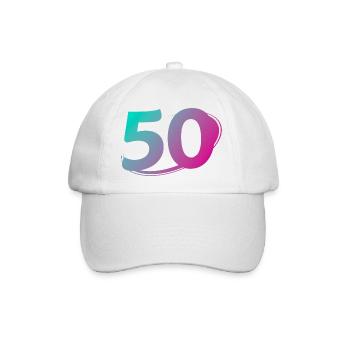 Nummer 50 mehrfarbig - Baseballkappe - Weiß/Weiß - Vorne