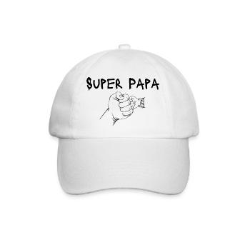 Super-Papa - Baseballkappe - Weiß/Weiß - Vorne
