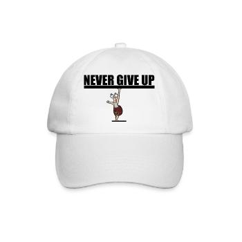 Never give up. Motivation - Baseballkappe - Weiß/Weiß - Vorne