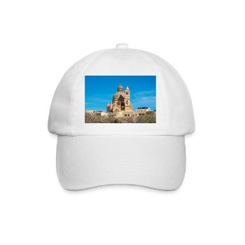 Rotunde von Xewkija, Gozo, Malta - Baseballkappe - Weiß/Weiß - Vorne