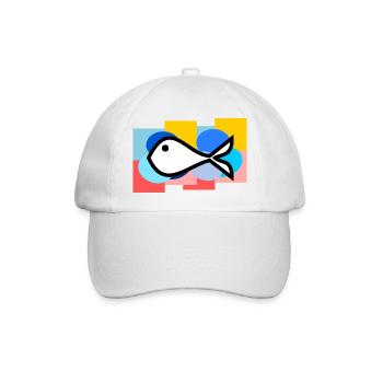 FISCH. GEDÄCHTNIS. SARDINE. APRILSCHERZ. MEER - Baseballkappe - Weiß/Weiß - Vorne