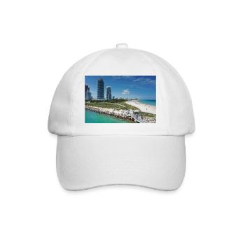 Miami Beach Piermit Wolkenkratzer - Baseballkappe - Weiß/Weiß - Vorne