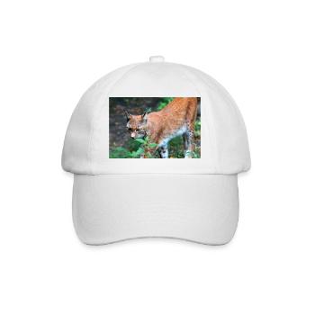 Eurasischer Luchs oder Nördlicher Luchs - Baseballkappe - Weiß/Weiß - Vorne