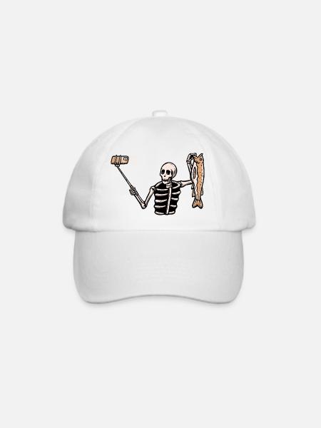 Angeln Skelett Selfie Gross - Baseballkappe - Weiß/Weiß