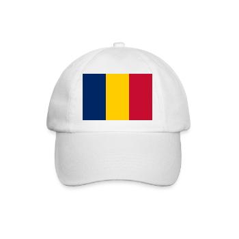 Tschad – Flaggenwappen Blau, Gelb, Rot - Baseballkappe - Weiß/Weiß - Vorne