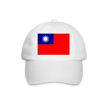 Republik China – Flaggenwappen - Baseballkappe - Weiß/Weiß - Vorne