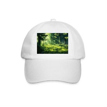 Waldlandschaft Illustration Poster - Baseballkappe - Weiß/Weiß - Vorne