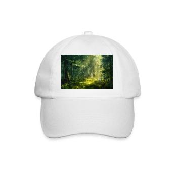 Waldlandschaft Illustration Poster - Baseballkappe - Weiß/Weiß - Vorne
