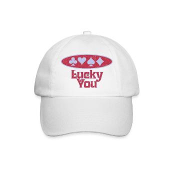 Kartenglück: Lucky You - Baseballkappe - Weiß/Weiß - Vorne