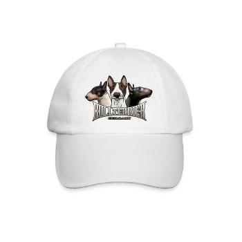 Bullterrier Trio mit Schriftzug - Baseballkappe - Weiß/Weiß - Vorne