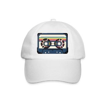 Retro Kassette Aufkleber - Baseballkappe - Weiß/Weiß - Vorne