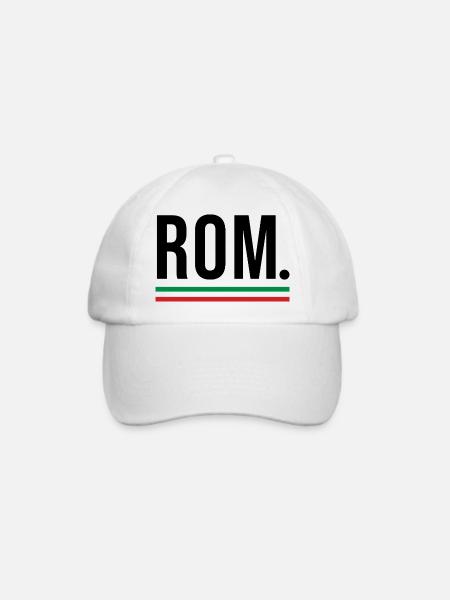 🇮🇹 ROM – Minimalistisches City-Shirt im Italien- - Baseballkappe - Weiß/Weiß