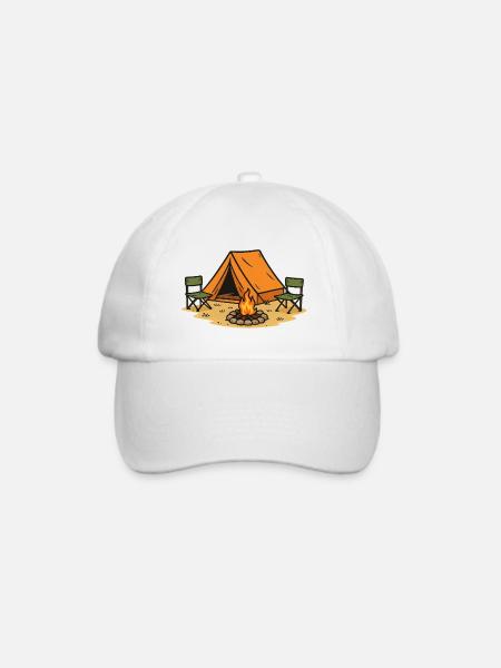 Abenteuerliches Camping Lagerdesign - Baseballkappe - Weiß/Weiß