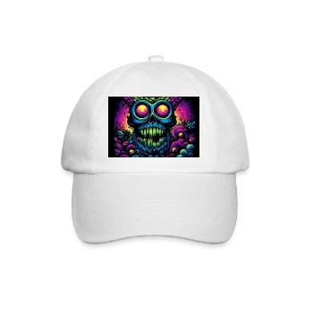 Glühender psychedelischer Schädel - Baseballkappe - Weiß/Weiß - Vorne