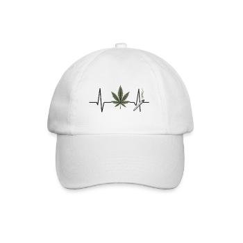 Marijuana und Herzschlag Design - Baseballkappe - Weiß/Weiß - Vorne