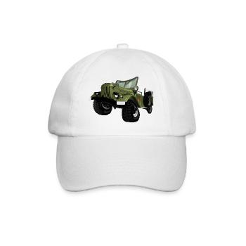 Olivgrüner Offroad Auto Druck - Baseballkappe - Weiß/Weiß - Vorne