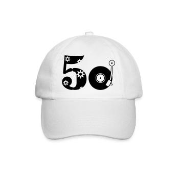 50er Fünfzig Fifties - Baseballkappe - Weiß/Weiß - Vorne