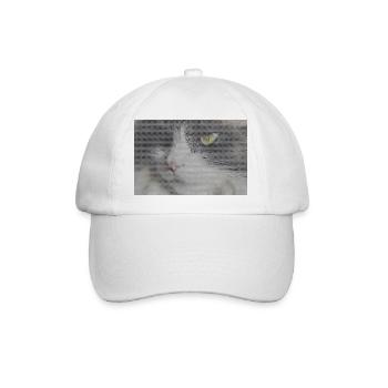 Katzenporträt im Glitch-Look - Baseballkappe - Weiß/Weiß - Vorne