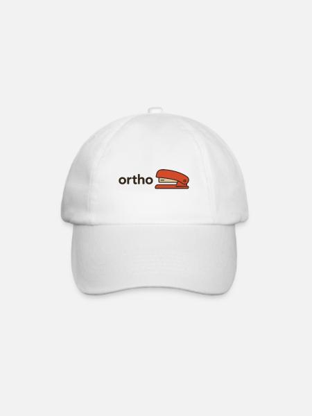 Ortho – Minimalistischer roter Hefter - Baseballkappe - Weiß/Weiß