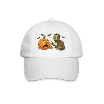 Kürbis-Panik und Zombie - Baseballkappe - Weiß/Weiß - Vorne
