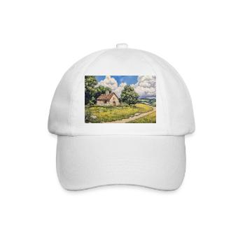 Illustration einer Naturlandschaft - Baseballkappe - Weiß/Weiß - Vorne