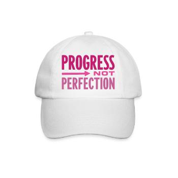 Progress Not Perfection Fortschritt zählt - Baseballkappe - Weiß/Weiß - Vorne
