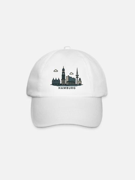 Hamburg Skyline - Baseballkappe - Weiß/Weiß