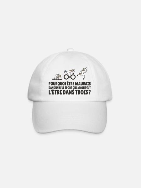 Humor Triathlon Einhornschwimmen, Radfahren, Laufen - Baseballkappe - Weiß/Weiß