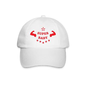Super Baby – Babyparty-Geschenk - Baseballkappe - Weiß/Weiß - Vorne