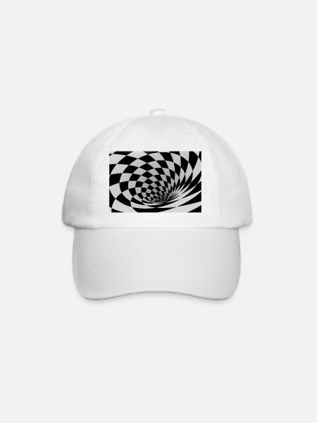 Hypnotische Schwarz-Weiß-Spirale - Baseballkappe - Weiß/Weiß