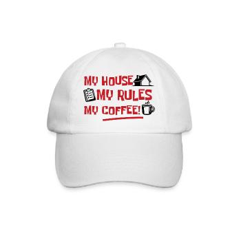 Mein Haus, Meine Regeln, Mein Kaffee - Baseballkappe - Weiß/Weiß - Vorne