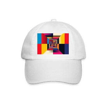 Geometrischer Tunnel-Regenbogen - Baseballkappe - Weiß/Weiß - Vorne