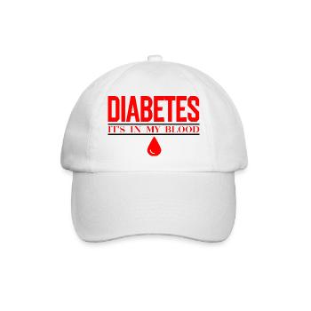 Diabetes-Blutlinien-Fetttypografie - Baseballkappe - Weiß/Weiß - Vorne