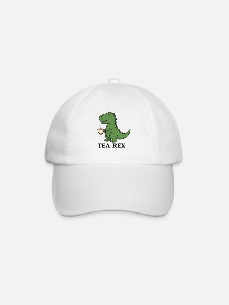 Tea Rex Dino mit Tee - Baseballkappe - Weiß/Weiß