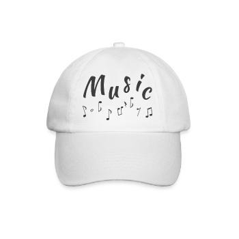 Musiknoten & Music Schriftzug Design - Baseballkappe - Weiß/Weiß - Vorne