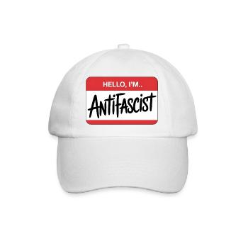 Hello I'm Antifascist - Antifa Tee - Baseballkappe - Weiß/Weiß - Vorne