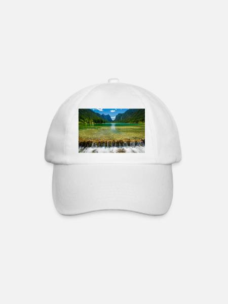 Toblacher See in den Dolomiten - Baseballkappe - Weiß/Weiß