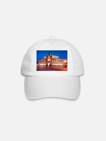 Dresdner Semperoper im Abendlicht - Baseballkappe - Weiß/Weiß