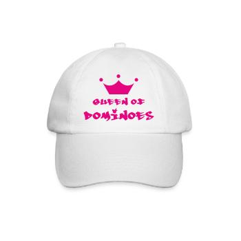 Queen of Dominoes: Weiblicher pinker Look - Baseballkappe - Weiß/Weiß - Vorne