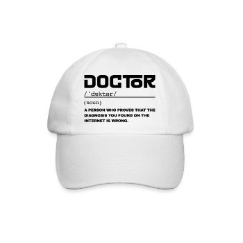Definition Lustiger Doktor – Humor-Doktor - Baseballkappe - Weiß/Weiß - Vorne