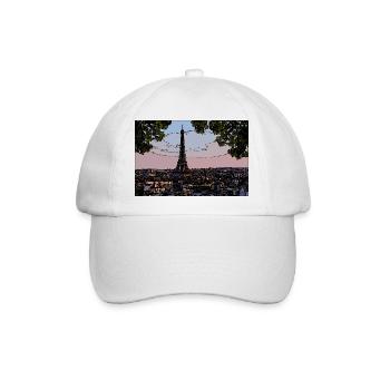 Paris Abendstimmung am Eiffelturm - Baseballkappe - Weiß/Weiß - Vorne