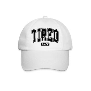 Tired 24/7 fette Typografie - Baseballkappe - Weiß/Weiß - Vorne